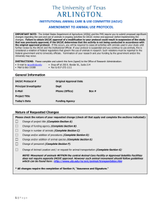 AMENDMENT TO ANIMAL USE PROTOCOL