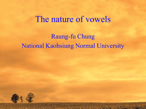 The nature of vowels Raung-fu Chung National Kaohsiung Normal University