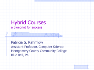 Hybrid Courses Patricia S. Rahmlow a blueprint for success Assistant Professor, Computer Science