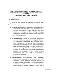 ALBANY LAW SCHOOL CLINICAL LEGAL STUDIES GRADING AND EVALUATION