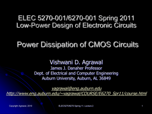 Power Dissipation of CMOS Circuits ELEC 5270-001/6270-001 Spring 2011 Vishwani D. Agrawal