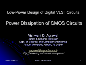Power Dissipation of CMOS Circuits Vishwani D. Agrawal