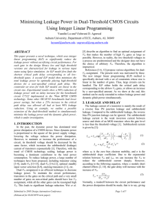 Minimizing Leakage Power in Dual-Threshold CMOS Circuits Using Integer Linear Programming  ABSTRACT