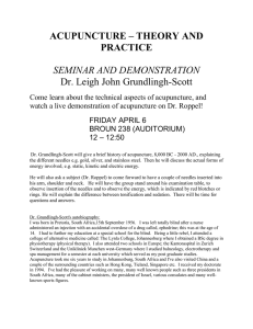 ACUPUNCTURE – THEORY AND PRACTICE  Dr. Leigh John Grundlingh-Scott