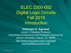 ELEC 2200-002 Digital Logic Circuits Fall 2015 Introduction