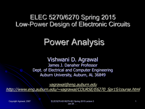 Power Analysis ELEC 5270/6270 Spring 2015 Low-Power Design of Electronic Circuits