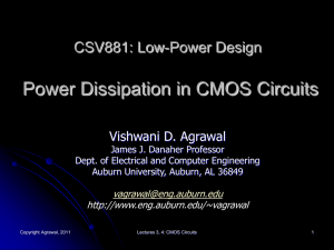 Power Dissipation in CMOS Circuits CSV881: Low-Power Design Vishwani D. Agrawal