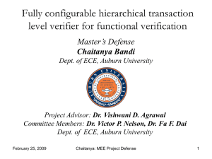 Fully configurable hierarchical transaction level verifier for functional verification Master’s Defense Chaitanya Bandi