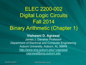ELEC 2200-002 Digital Logic Circuits Fall 2014 Binary Arithmetic (Chapter 1)