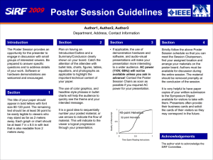 Poster Session Guidelines Author1, Author2, Author3 Department, Address, Contact Information Introduction