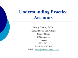 Understanding Practice Accounts Jenny Stone, ACA Ramsay Brown and Partners