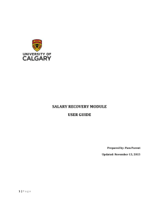 SALARY RECOVERY MODULE USER GUIDE  Prepared by: Pam Parent