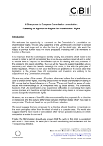 CBI response to European Commission consultation: