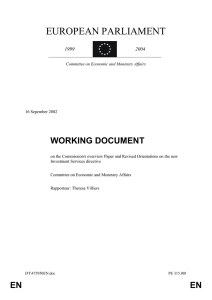 EUROPEAN PARLIAMENT WORKING DOCUMENT 1999 2004
