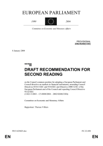 EUROPEAN PARLIAMENT ***II DRAFT RECOMMENDATION FOR SECOND READING