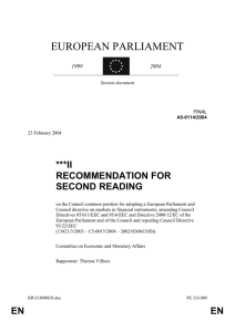 EUROPEAN PARLIAMENT ***II RECOMMENDATION FOR