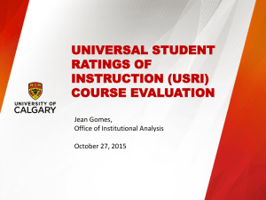 UNIVERSAL STUDENT RATINGS OF INSTRUCTION (USRI) COURSE EVALUATION