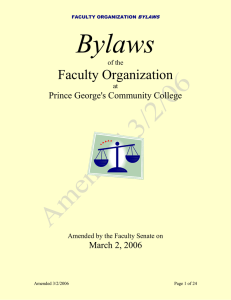 Bylaws Faculty Organization Prince George's Community College