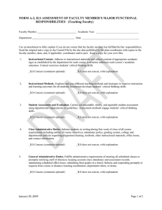 FORM A-2, ILS ASSESSMENT OF FACULTY MEMBER’S MAJOR FUNCTIONAL