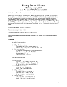 Faculty Senate Minutes Thursday, May 7, 2009