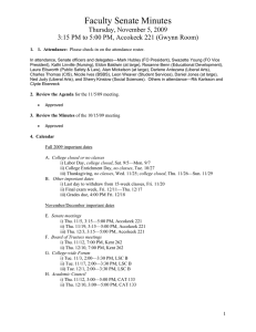 Faculty Senate Minutes Thursday, November 5, 2009
