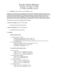 Faculty Senate Minutes Thursday, November 19, 2009