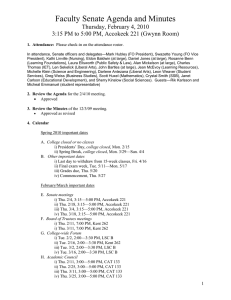 Faculty Senate Agenda and Minutes Thursday, February 4, 2010