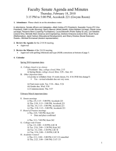 Faculty Senate Agenda and Minutes Thursday, February 18, 2010