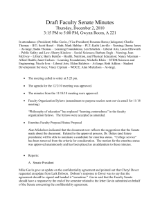 Draft Faculty Senate Minutes Thursday, December 2, 2010
