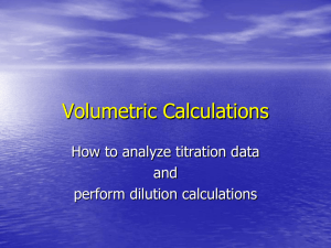 Volumetric Calculations How to analyze titration data and perform dilution calculations