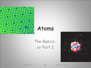 Atoms The Basics… or Part I