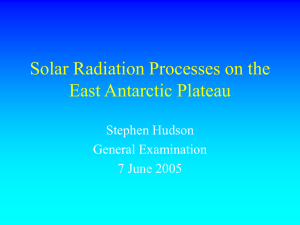 Solar Radiation Processes on the East Antarctic Plateau Stephen Hudson General Examination