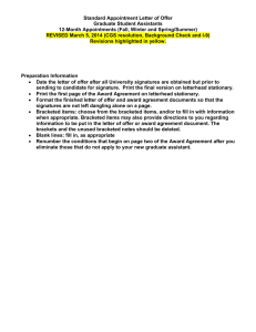 Standard Appointment Letter of Offer Graduate Student Assistants