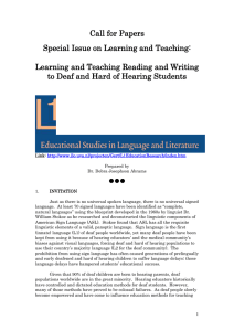 Call for Papers Special Issue on Learning and Teaching: