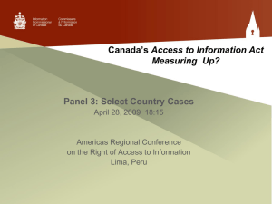 Access to Information Act Measuring  Up? Panel 3: Select Country Cases