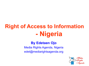 - Nigeria Right of Access to Information By Edetaen Ojo