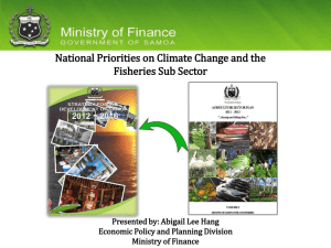 National Priorities on Climate Change and the Fisheries Sub Sector