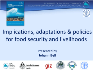 Implications, adaptations &amp; policies for food security and livelihoods Presented by Johann Bell