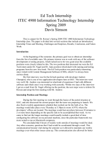 Ed Tech Internship ITEC 4900 Information Technology Internship Spring 2009 Davis Simson