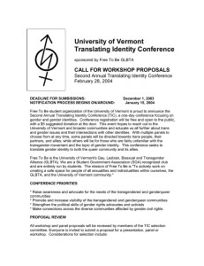 University of Vermont Translating Identity Conference CALL FOR WORKSHOP PROPOSALS
