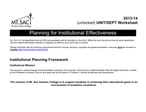 Planning for Institutional Effectiveness  UNIT/DEPT Worksheet 2013-14