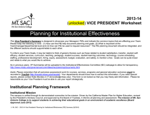 Planning for Institutional Effectiveness  VICE PRESIDENT Worksheet 2013-14