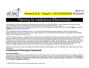 Planning for Institutional Effectiveness  2012-13