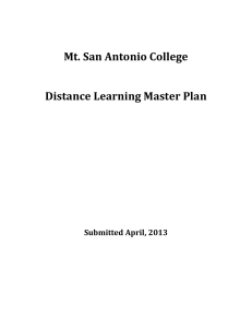 Mt. San Antonio College Distance Learning Master Plan Submitted April, 2013