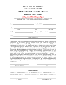 MT. SAN ANTONIO COLLEGE ASSOCIATED STUDENTS  APPLICATION FOR STUDENT TRUSTEE