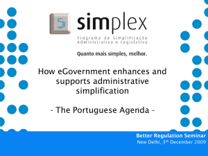 How eGovernment enhances and supports administrative simplification - The Portuguese Agenda -