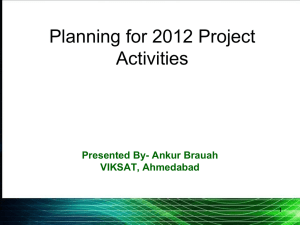 Planning for 2012 Project Activities Presented By- Ankur Brauah VIKSAT, Ahmedabad