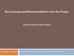 Key Learning and Recommendations from the Project University of Ghana