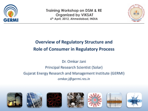 Overview of Regulatory Structure and Role of Consumer in Regulatory Process