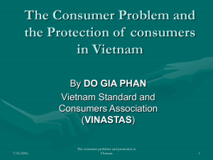 The Consumer Problem and the Protection of  consumers in Vietnam